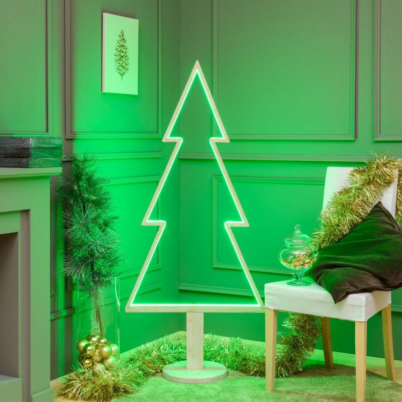 2D Figure Lights | 145cm Bleached Wood Christmas Tree With Base, RGB and Warm White LEDs, Indoor Use – DLW 2D Figure Lights 2D Figure Lights