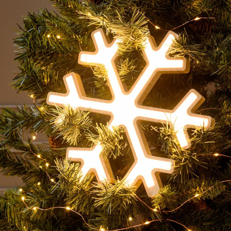 2D Figure Lights | 25 x h 29cm Natural Wood Snowflake, Warm White LEDs, Indoor Use – DLW 2D Figure Lights 2D Figure Lights