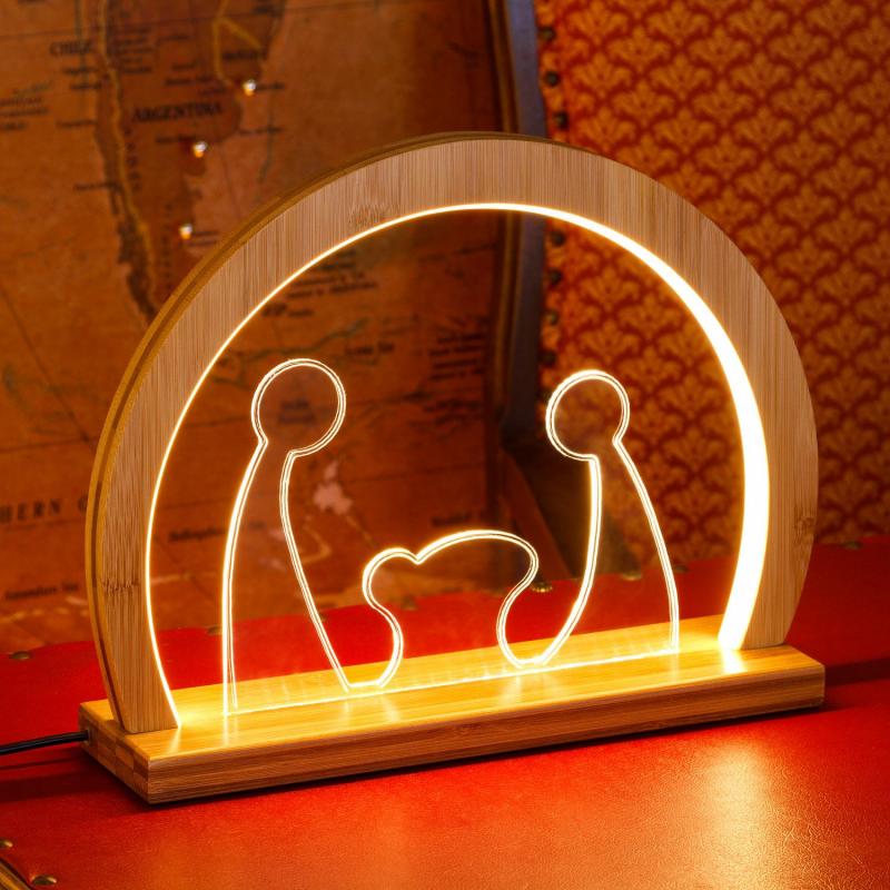 2D Figure Lights | 26cm Natural Wood and PVC Nativity With Base, Warm White LEDs, Indoor Use – DLW 2D Figure Lights 2D Figure Lights