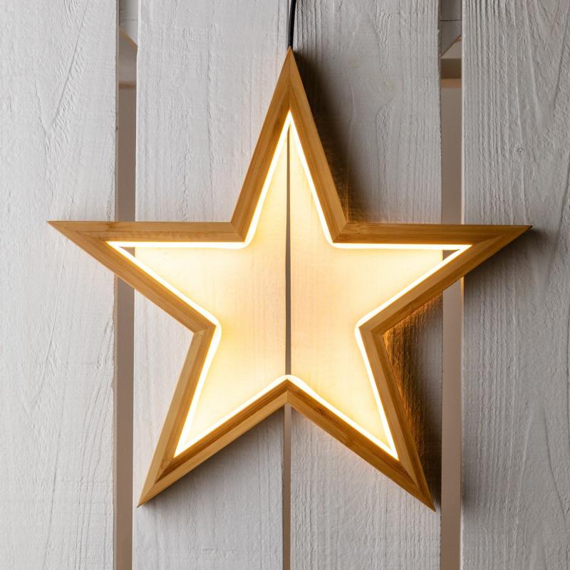 2D Figure Lights | 35cm Natural Wood Star, Warm White LEDs, Indoor Use – DLW 2D Figure Lights 2D Figure Lights