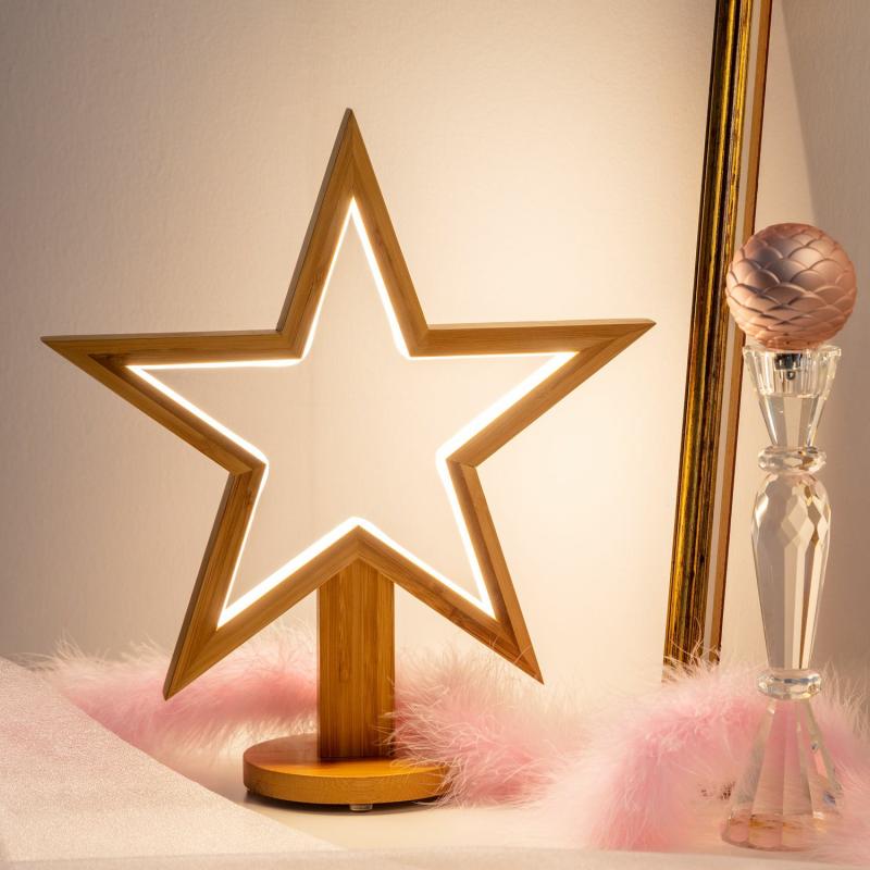 2D Figure Lights | 35cm Natural Wood Star With Base, Warm White LEDs, Indoor Use – DLW 2D Figure Lights 2D Figure Lights