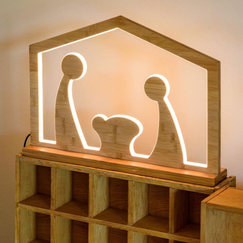 2D Figure Lights | 37cm Natural Wood Nativity With Base, Warm White LEDs, Indoor Use – DLW 2D Figure Lights 2D Figure Lights