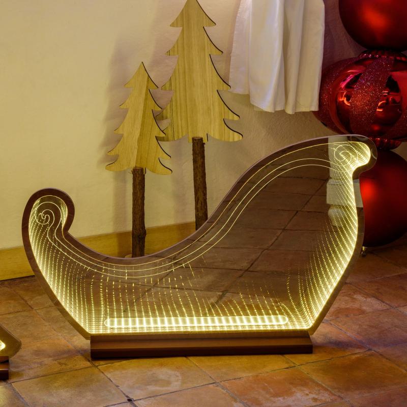 2D Figure Lights | 49cm Champagne Infinity Mirror Sleigh Lights With Base, Traditional Warm White LEDs – IFM 2D Figure Lights 2D Figure Lights