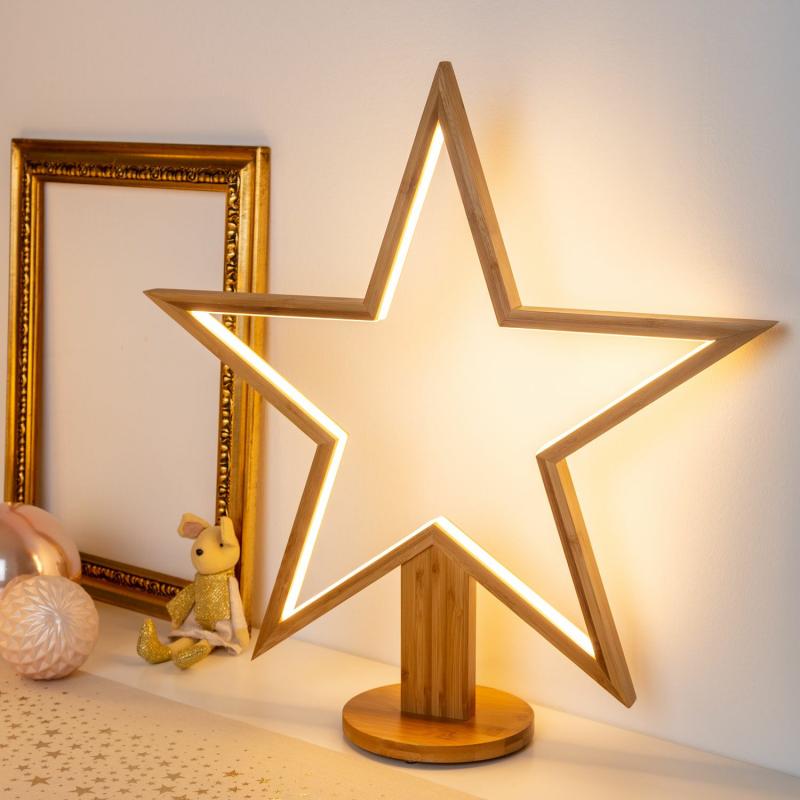 2D Figure Lights | 55cm Natural Wood Star With Base, Warm White LEDs, Indoor Use – DLW 2D Figure Lights 2D Figure Lights