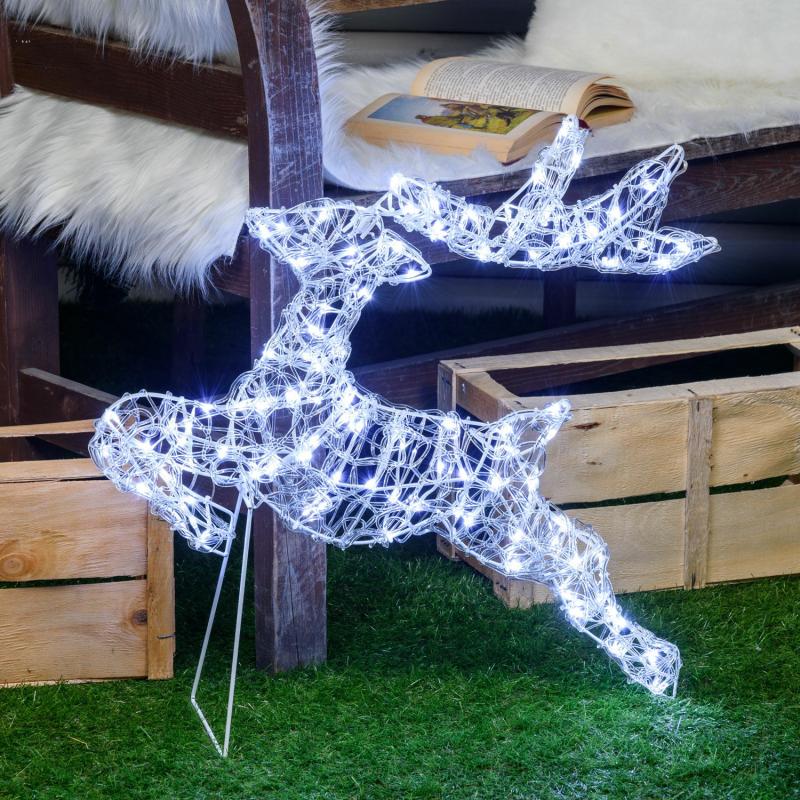 2D Figure Lights | 65cm, 100 White LED Light Drops 2D Transparent Acrylic Galloping Reindeer 2D Figure Lights 2D Figure Lights