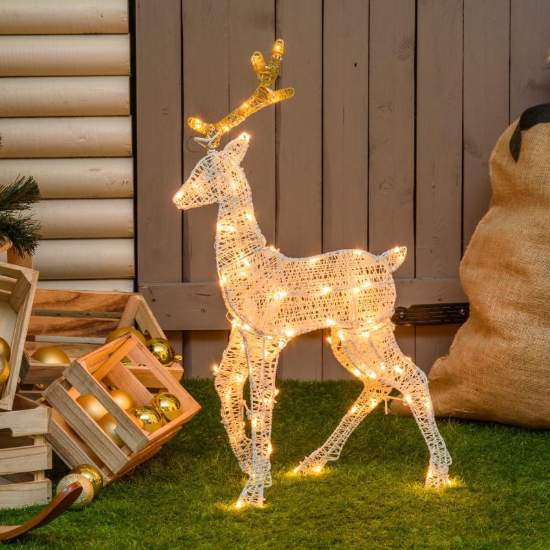 2D Figure Lights | 72cm Reindeer 2D, Light Cream & Brown Series, 83 Traditional Warm White LEDs – LHC 2D Figure Lights 2D Figure Lights