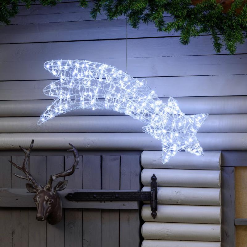 2D Figure Lights | 75cm, 140 White LED Light Drops 2D Transparent Acrylic Comet 2D Figure Lights 2D Figure Lights