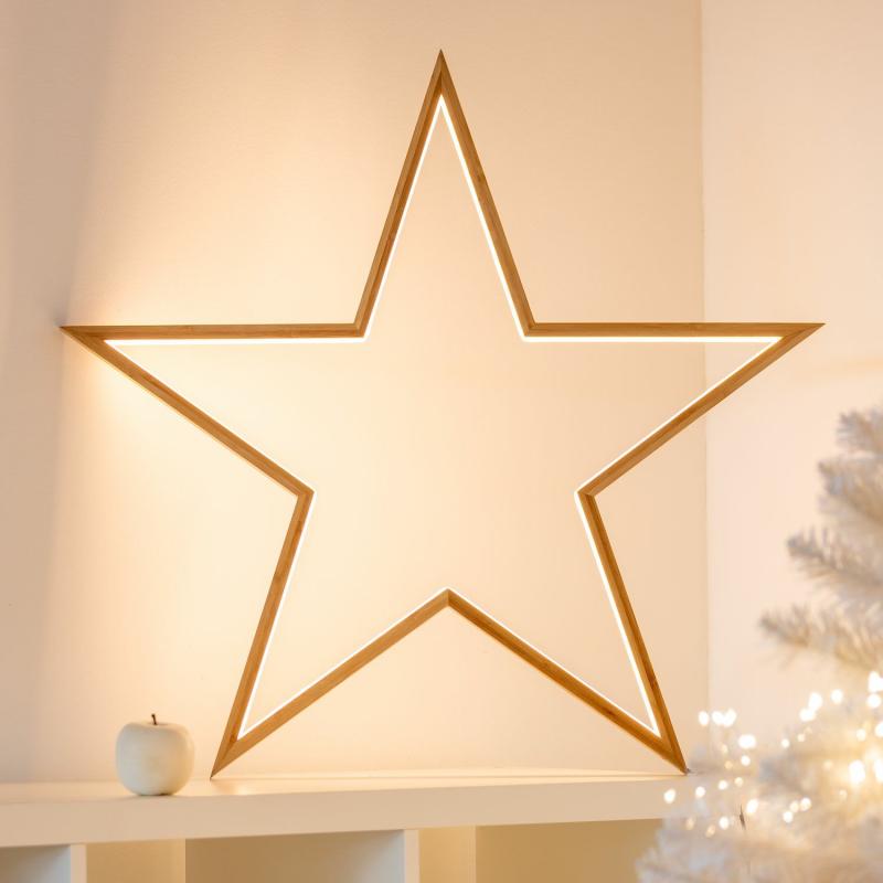 2D Figure Lights | 75cm Natural Wood Star, Warm White LEDs, Indoor Use – DLW 2D Figure Lights 2D Figure Lights