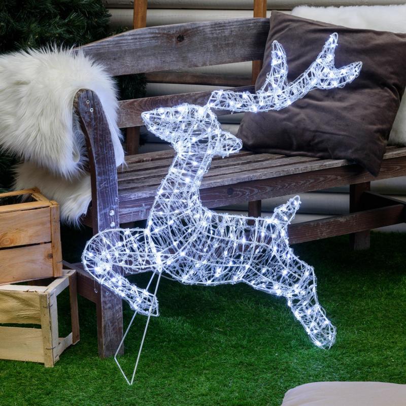 2D Figure Lights | 80 cm, 200 White LED Light Drops 2D Transparent Acrylic Galloping Reindeer 2D Figure Lights 2D Figure Lights