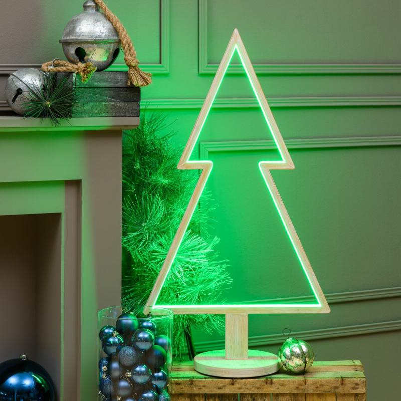 2D Figure Lights | 90cm Bleached Wood Christmas Tree With Base, RGB and Warm White LEDs, Indoor Use – DLW 2D Figure Lights 2D Figure Lights