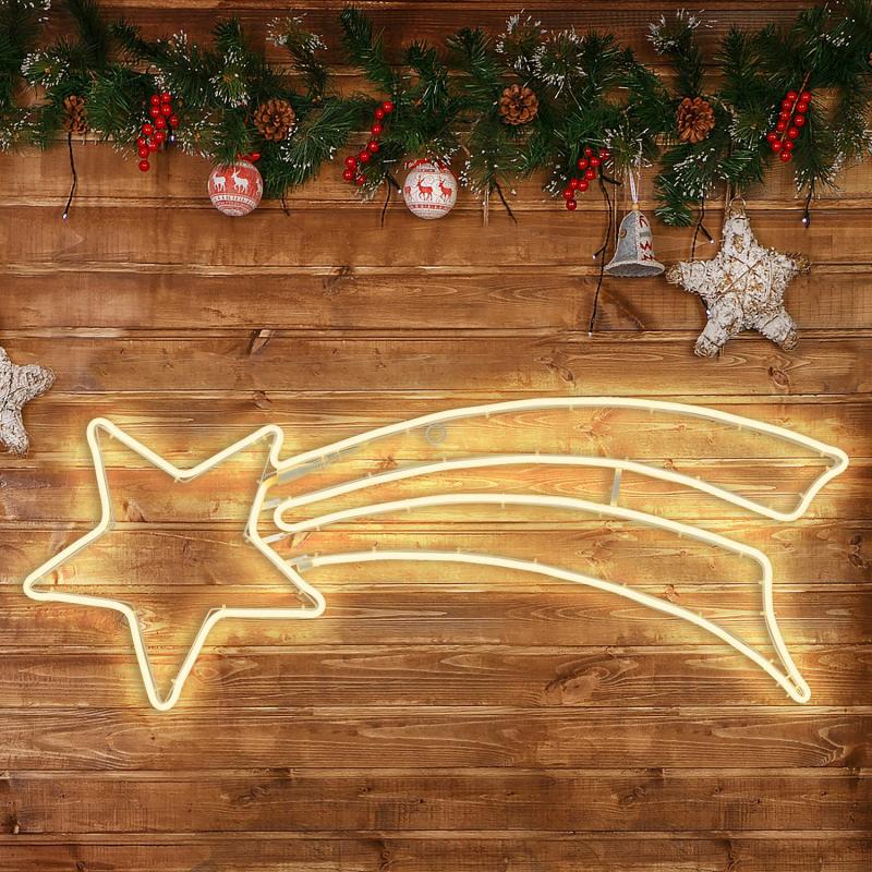 2D Figure Lights | Comet Star Double Tail Figure, Rope Lights Neon Effect, 95 x h 35cm, 480 Led Warm White – LED NEON FIGURES 2D Figure Lights 2D Figure Lights