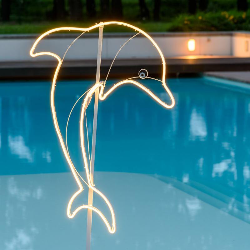 2D Figure Lights | Dolphin Figure, Rope Lights Neon Effect, 95 cm, 960 Leds Warm White, left side – LED NEON FIGURES 2D Figure Lights 2D Figure Lights