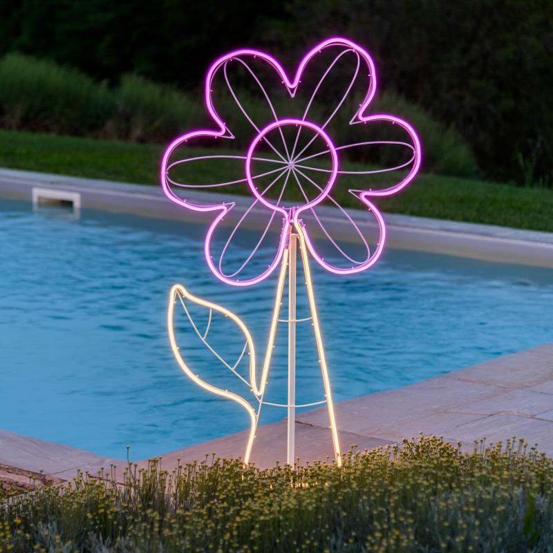 2D Figure Lights | Flower Figure Rope Lights Neon Effect, 120 cm, 576 Leds Warm White and Pink – LED NEON FIGURES 2D Figure Lights 2D Figure Lights