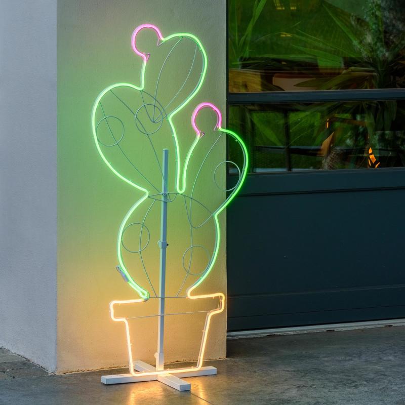 2D Figure Lights | Potted Prickly Pear Figure Rope Lights Neon Effect, 117cm, Warm White Green and Pink Leds – LED NEON FIGURES 2D Figure Lights 2D Figure Lights