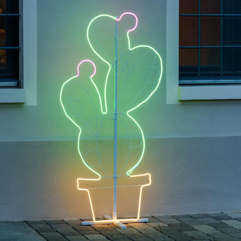 2D Figure Lights | Potted Prickly Pear Figure, Rope Lights Neon Effect, 156cm, Warm White Green and Pink Leds – LED NEON FIGURES 2D Figure Lights 2D Figure Lights