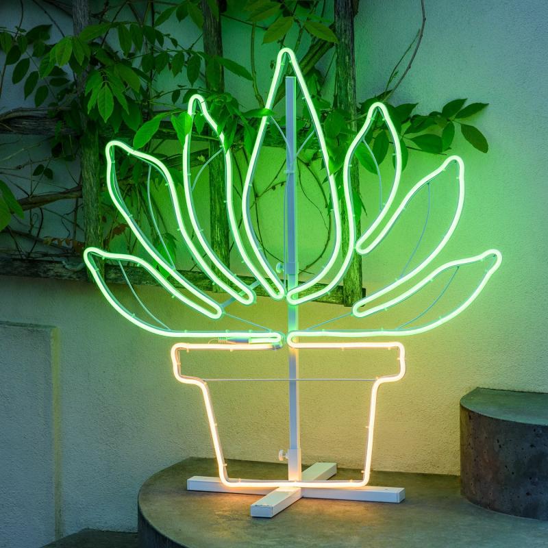 2D Figure Lights | Potted Succulent Figure, Rope Lights Neon Effect, 81 cm, Green and Warm White Leds – LED NEON FIGURES 2D Figure Lights 2D Figure Lights