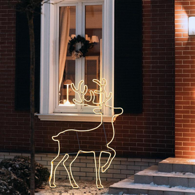 2D Figure Lights | Reindeer Figure, Rope Lights Neon Effect, 140 cm, 1200 LEDs Warm White – LED NEON FIGURES 2D Figure Lights 2D Figure Lights