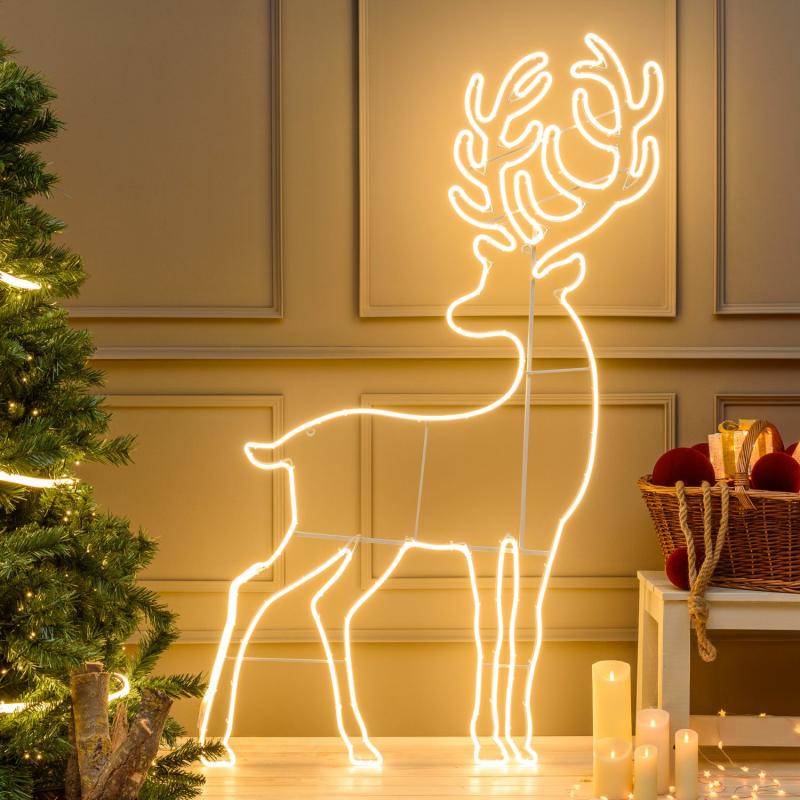 2D Figure Lights | Reindeer Figure, Rope Lights Neon Effect, 180 cm, 1560 LEDs Warm White – LED NEON FIGURES 2D Figure Lights 2D Figure Lights