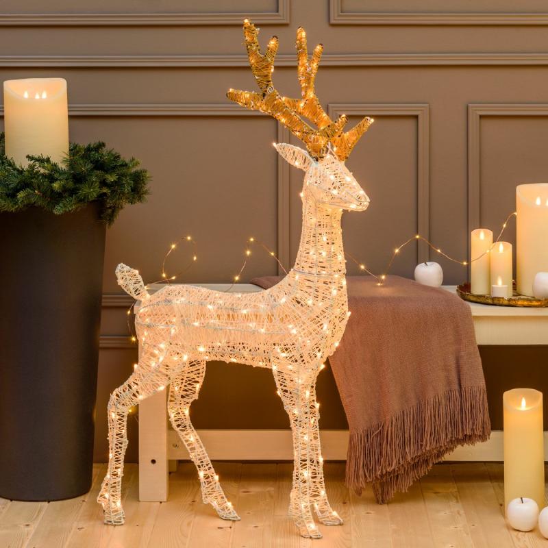 3D Figure Lights | 105cm Reindeer 3D, Light Cream & Brown series, 200 Traditional Warm White LEDs – LHC 3D Figure Lights 3D Figure Lights