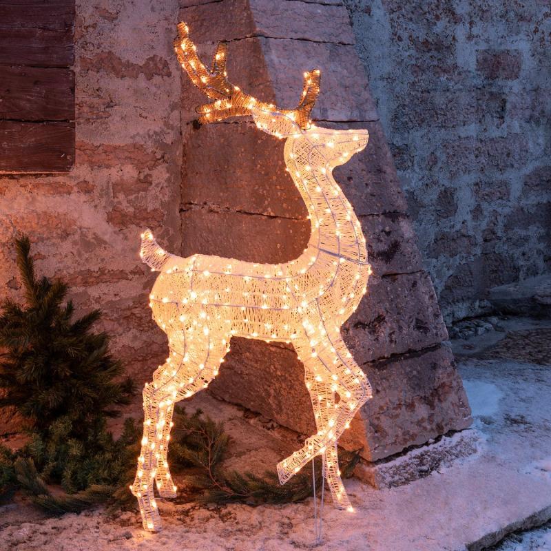 3D Figure Lights | 160cm Raised Paw Reindeer 3D, Cream & Browns Series, 380 Traditional Warm White LEDs – LHC 3D Figure Lights 3D Figure Lights