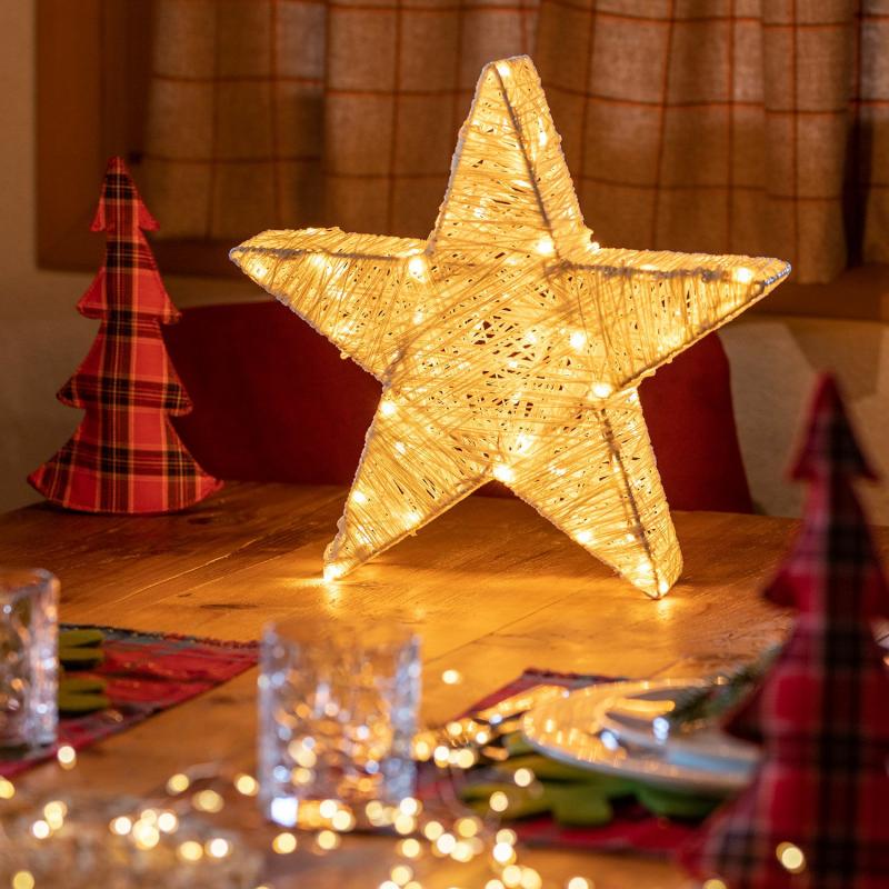 3D Figure Lights | 35cm Star 3D with removable Stakes, Cream & Brown series, 80 Traditional Warm White LEDs – LHC 3D Figure Lights 3D Figure Lights