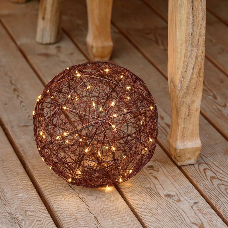 3D Figure Lights | 3D Brown Metal Sphere Ø 25cm, 120 Warm White MicroLEDs,Copper Wire – MICROLED FIGURES 3D Figure Lights 3D Figure Lights