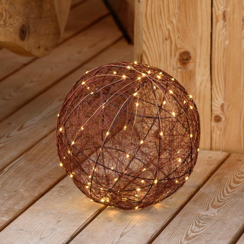 3D Figure Lights | 3D Brown Metal Sphere Ø 30cm, 160 Warm White MicroLEDs, Copper Wire – MICROLED FIGURES 3D Figure Lights 3D Figure Lights