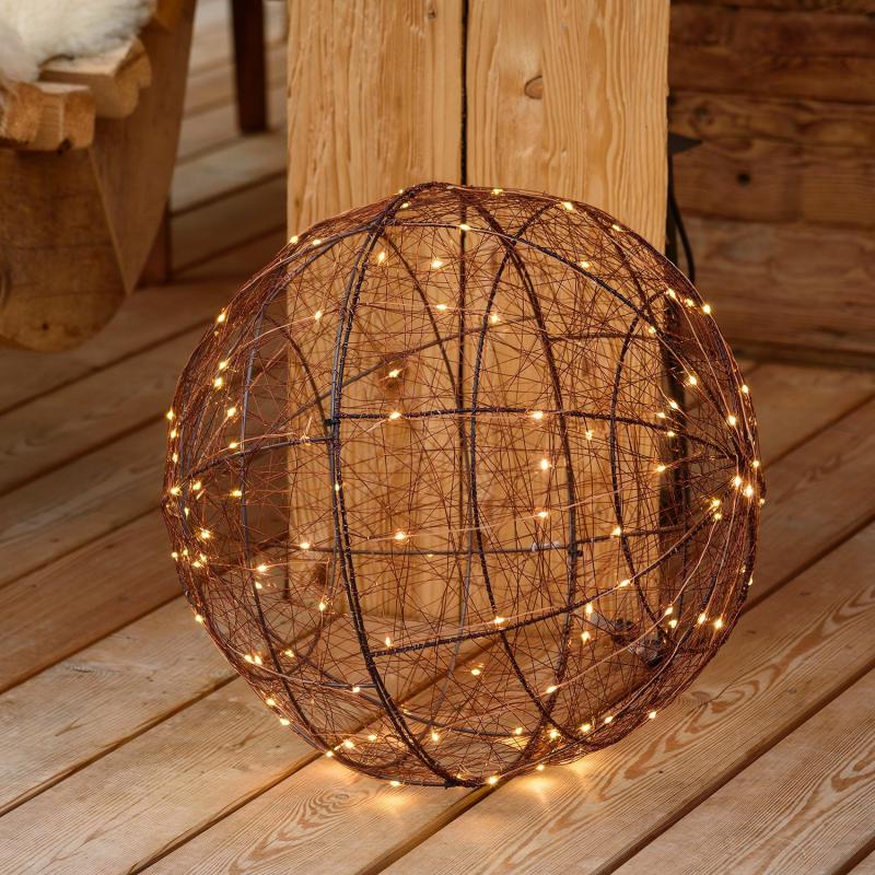 3D Figure Lights | 3D Brown Metal Sphere Ø 45cm, 240 Warm White MicroLEDs, Copper Wire – MICROLED FIGURES 3D Figure Lights 3D Figure Lights