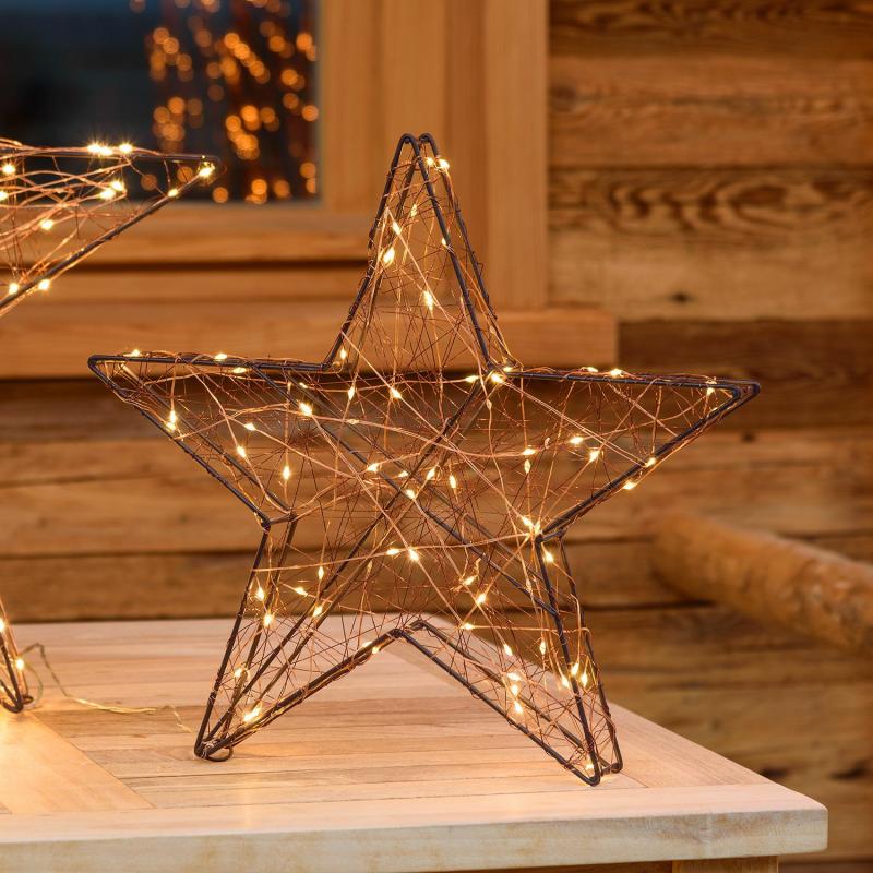 3D Figure Lights | 3D Brown Metal Star, Ø 40cm, 80 Warm White MicroLEDs, Copper Wire – MICROLED FIGURES 3D Figure Lights 3D Figure Lights