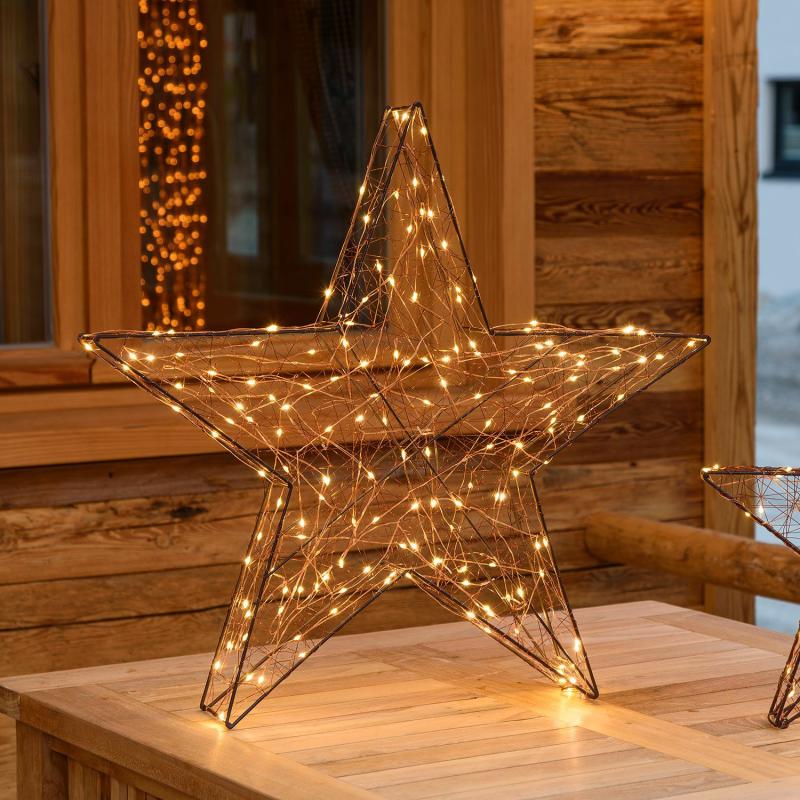 3D Figure Lights | 3D Brown Metal Star Ø 60cm, 180 Warm White MicroLEDs, Copper Wire – MICROLED FIGURES 3D Figure Lights 3D Figure Lights