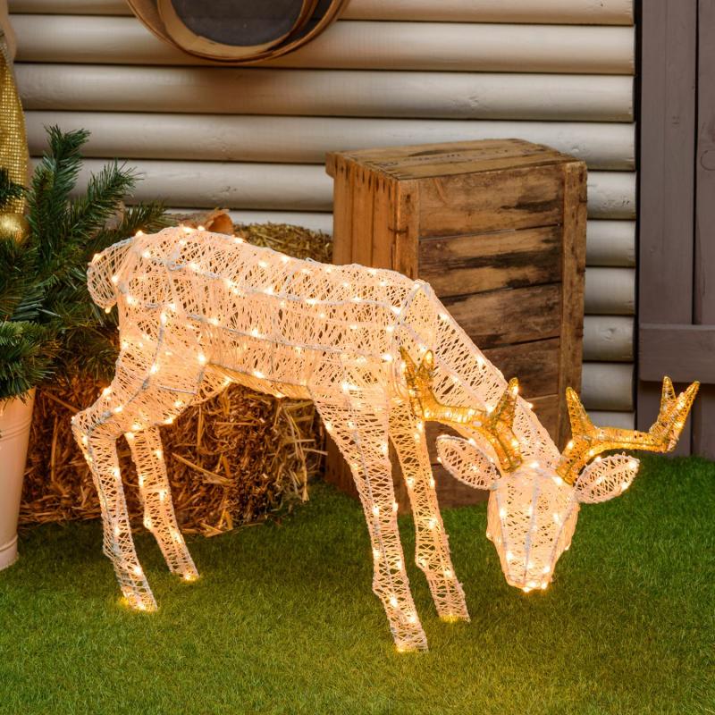 3D Figure Lights | 3D Grazing Reindeer Light Cream & Brown, 52cm, with 200 Traditional warm white LEDs – LHC 3D Figure Lights 3D Figure Lights