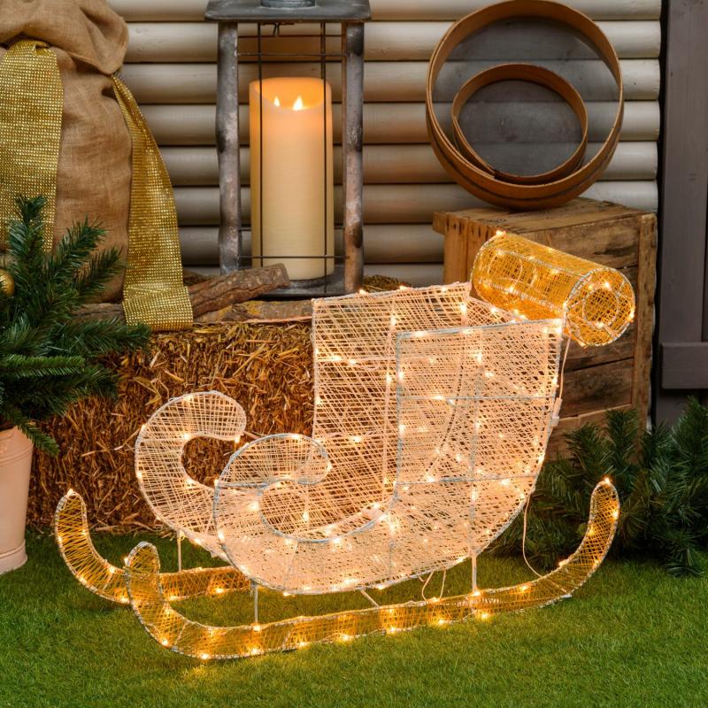 3D Figure Lights | 3D Light Cream & Brown Sleigh, 54 cm, 180 Traditional warm white LEDs – LHC 3D Figure Lights 3D Figure Lights