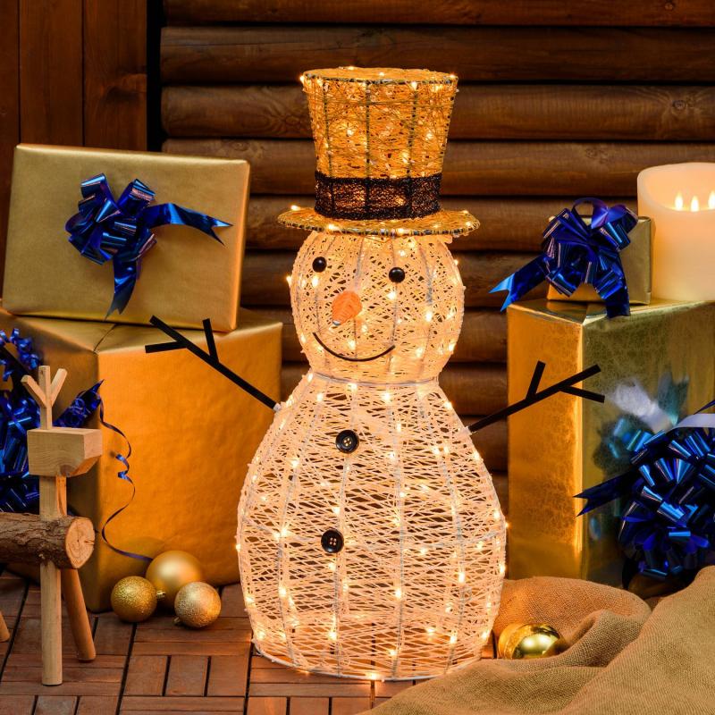 3D Figure Lights | 70cm Snowman 3D, Light Cream & Brown series, 160 Traditional Warm White LEDs – LHC 3D Figure Lights 3D Figure Lights