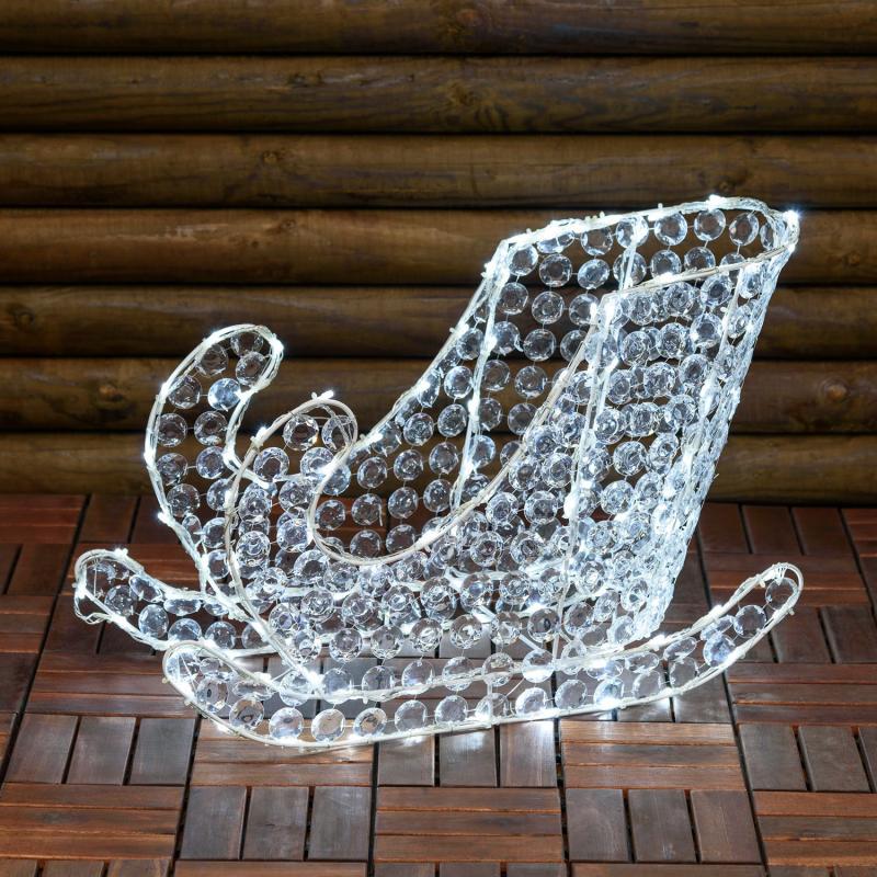 3D Figure Lights | Acrylic Crystals Sleigh Christmas Figure, h 40cm, 120 White LEDs 3D Figure Lights 3D Figure Lights