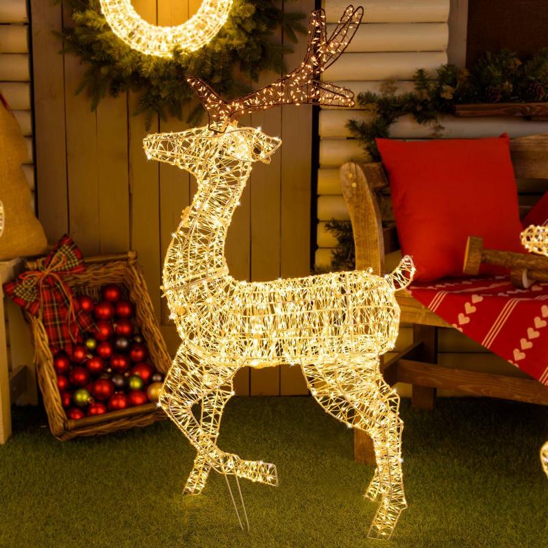 3D Figure Lights | h 105 cm, 3D Reindeer with Raised Leg, 3200 High-Density Warm and White Micro LEDs, Indoor Use – MICROLED FIGURES 3D Figure Lights 3D Figure Lights