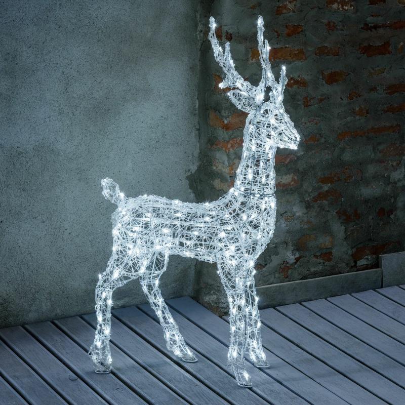 3D Figure Lights | h 105cm Acrylic Reindeer Christmas Figure, 180 White LEDs 3D Figure Lights 3D Figure Lights