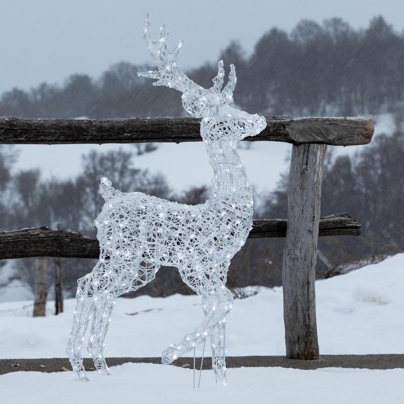 3D Figure Lights | h 125cm, 240 White Leds, Transparent Acrylic Raised Paw Reindeer, Timer 3D Figure Lights 3D Figure Lights