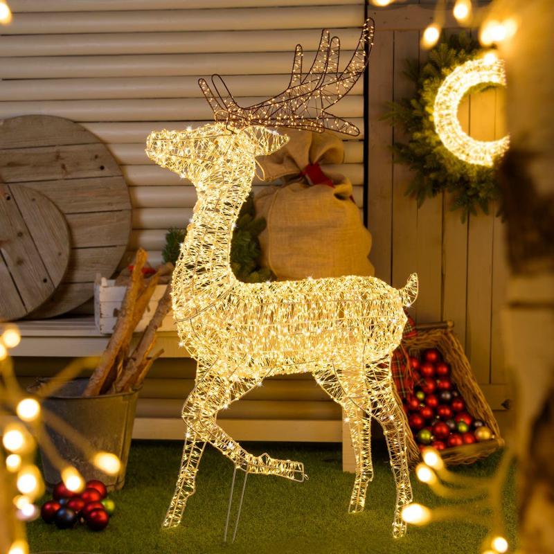 3D Figure Lights | h 130 cm, 3D Reindeer with Raised Leg, 5560 High-Density Warm and White Micro LEDs, Indoor Use – MICROLED FIGURES 3D Figure Lights 3D Figure Lights