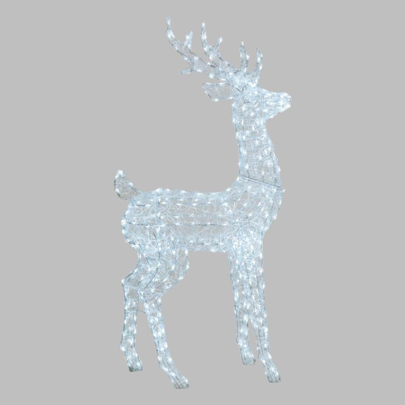 3D Figure Lights | h 160cm, 380 White Leds, Transparent Acrylic Rotated Head Reindeer, Timer 3D Figure Lights 3D Figure Lights