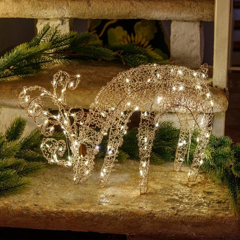 3D Figure Lights | h 25cm, 100 Warm White MicroLEDs, Copper Metal Wire Grazing Reindeer – VPM 3D Figure Lights 3D Figure Lights