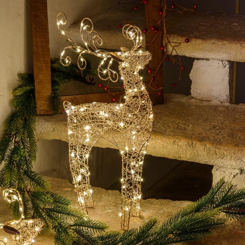 3D Figure Lights | h 47cm, 100 Warm White MicroLEDs, Copper Metal Wire Reindeer – VPM 3D Figure Lights 3D Figure Lights