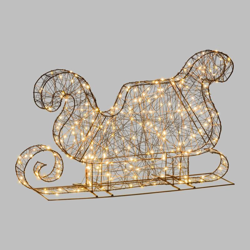 3D Figure Lights | h 50cm, 300 Warm White MicroLEDs, 3D Brown Metal Sleigh, Copper Wire – MICROLED FIGURES 3D Figure Lights 3D Figure Lights