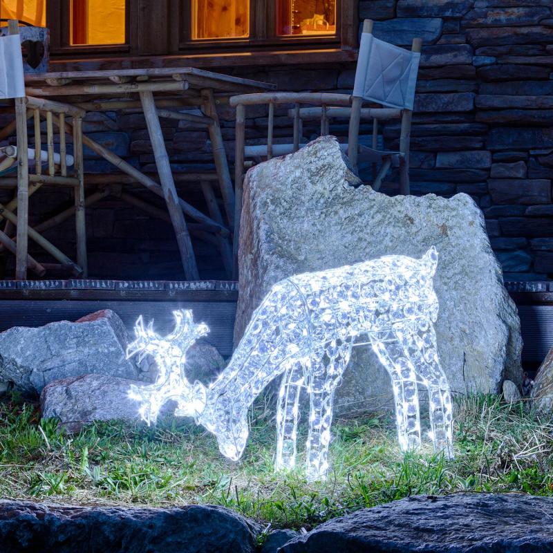 3D Figure Lights | h 50cm Acrylic Crystals Grazing Reindeer, 200 White LEDs – CRYSTAL REINDEER 3D Figure Lights 3D Figure Lights