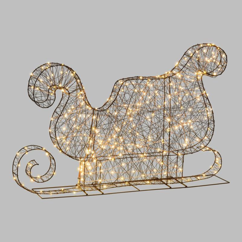 3D Figure Lights | h 65cm, 380 Warm White MicroLEDs, 3D Brown Metal Sleigh, Copper Wire – MICROLED FIGURES 3D Figure Lights 3D Figure Lights