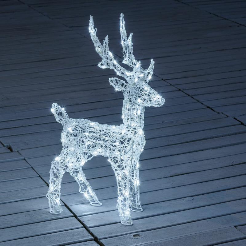 3D Figure Lights | h 65cm Acrylic Reindeer Christmas Figure, 80 White LEDs 3D Figure Lights 3D Figure Lights