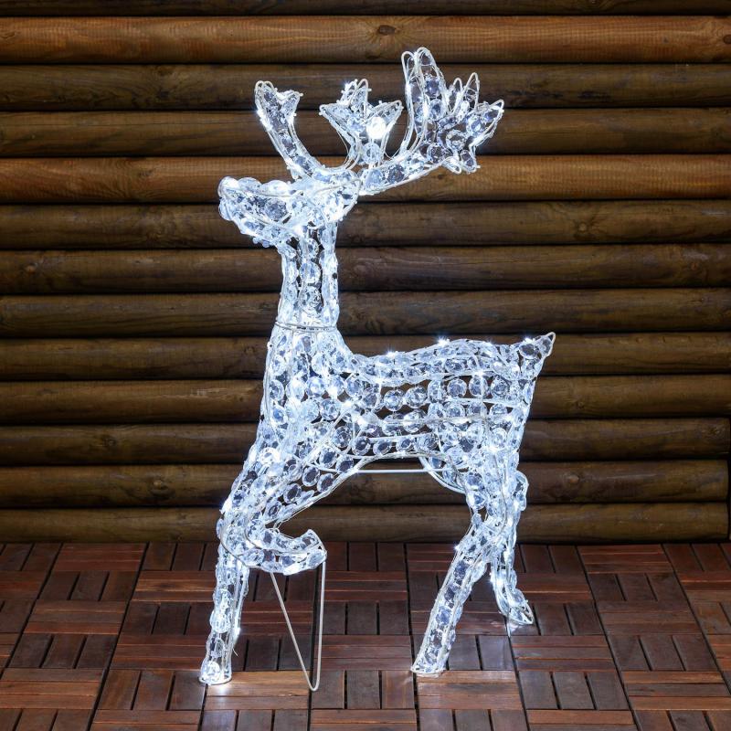 3D Figure Lights | h 85cm Acrylic Crystals Reindeer, 200 White LEDs – CRYSTAL REINDEER 3D Figure Lights 3D Figure Lights