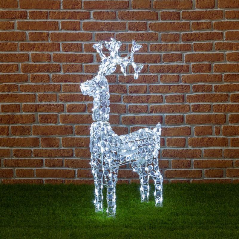 3D Figure Lights | h 90cm Acrylic Crystals Reindeer, 200 White LEDs – CRYSTAL REINDEER 3D Figure Lights 3D Figure Lights