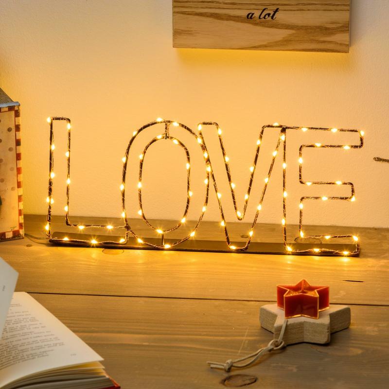 3D Figure Lights | Love Sign in Copper Colour Metal, 36 x h 65cm, 75 Warm White MicroLEDs – MICROLED FIGURES 3D Figure Lights 3D Figure Lights