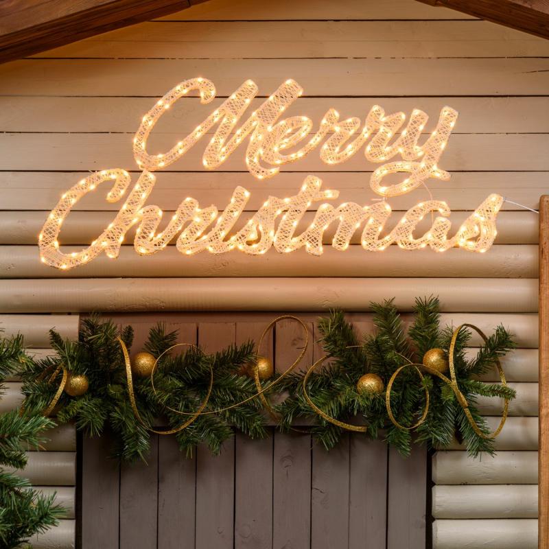 3D Figure Lights | Merry Christmas 3D Light Cream & Brown sign, 97 x h 37cm, 214 Traditional warm white LEDs – LHC 3D Figure Lights 3D Figure Lights