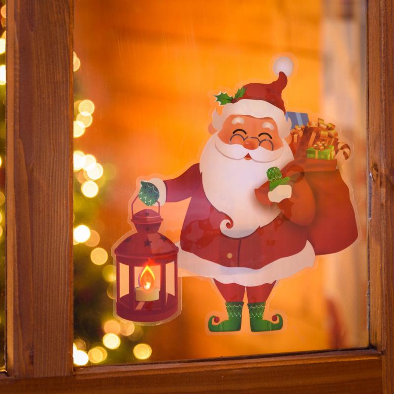 Battery Figure Lights | Christmas window sticker, Santa with lantern, 25 cm, warm white LEDs Battery Figure Lights Battery Figure Lights